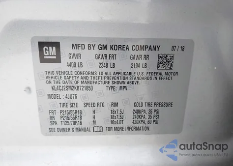 2019 Buick Encore Awd Sport Touring from USA, damaged, VIN KL4CJ2SM2KB721850